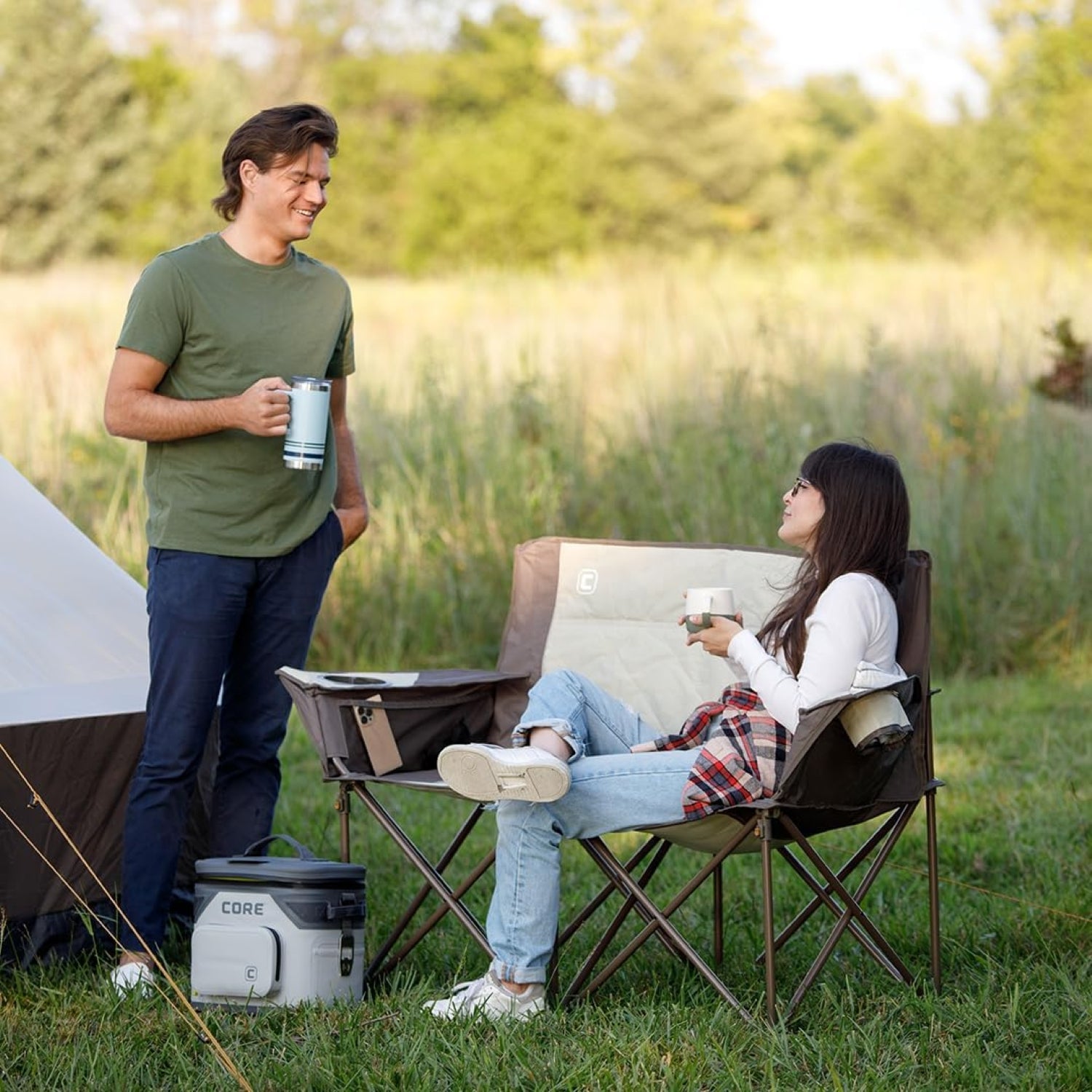 Double camping chair for couples